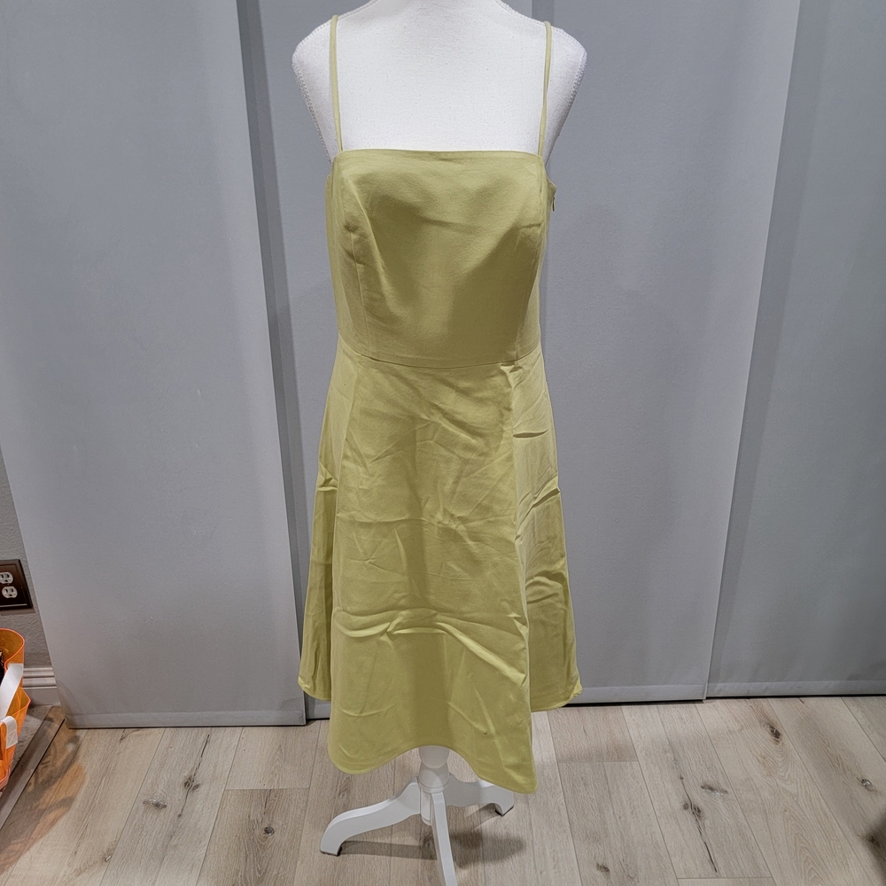 Ann Taylor Olive Spaghetti Strap Midi Dress